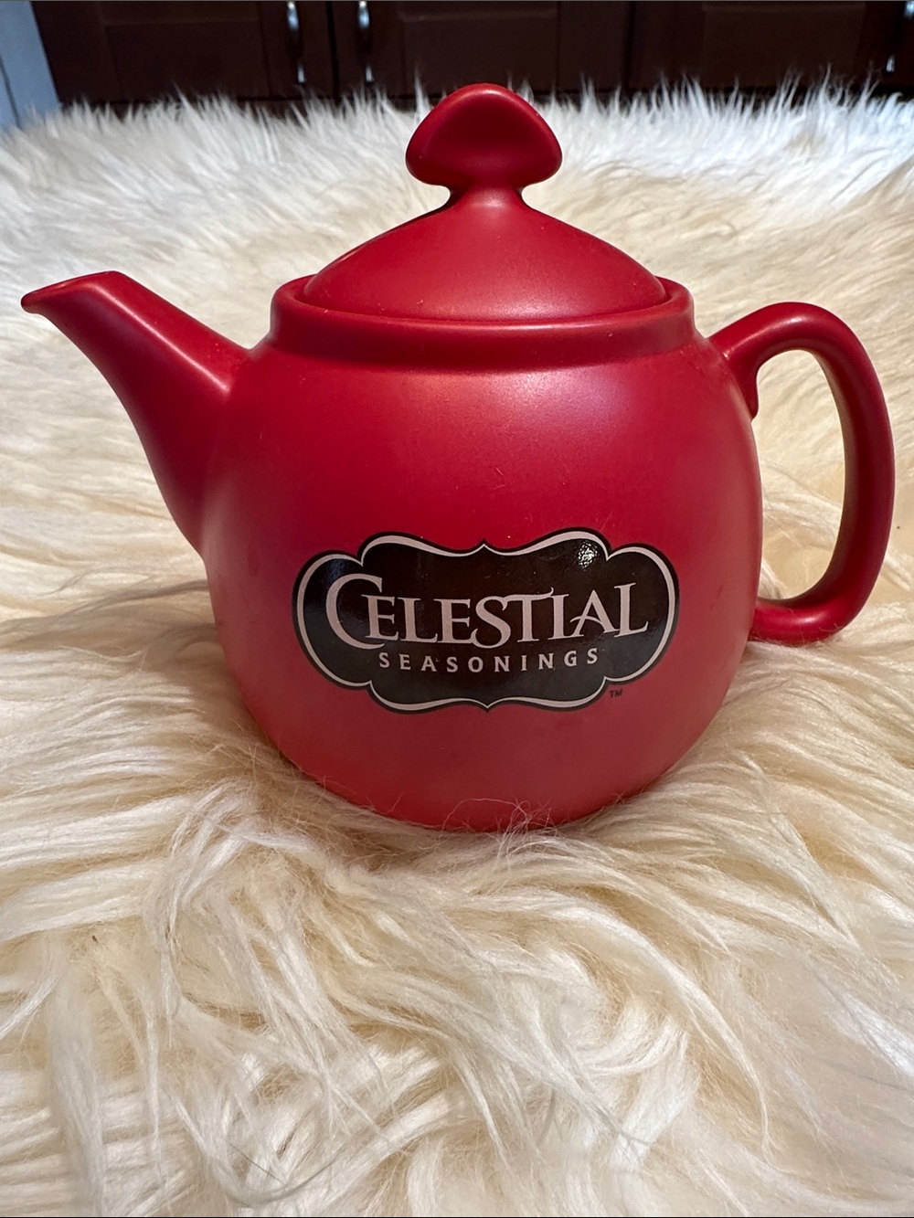 Branded red teapot great for kids tea party Celestial seasonings by Chantal